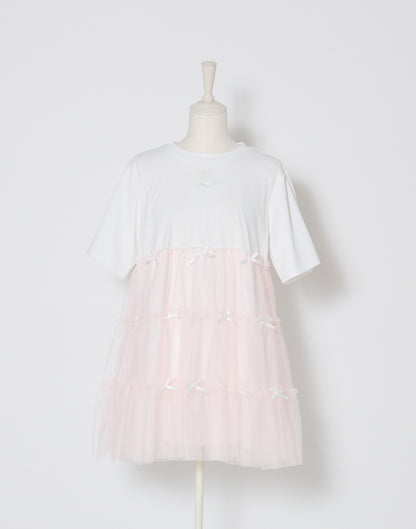 Lolime Tulle tiered cut sew mini dress