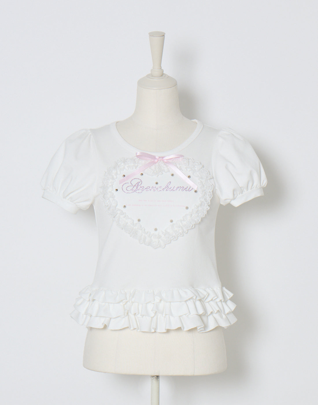 AVENCHUMU Heart Studs & Message Puff T-shirt