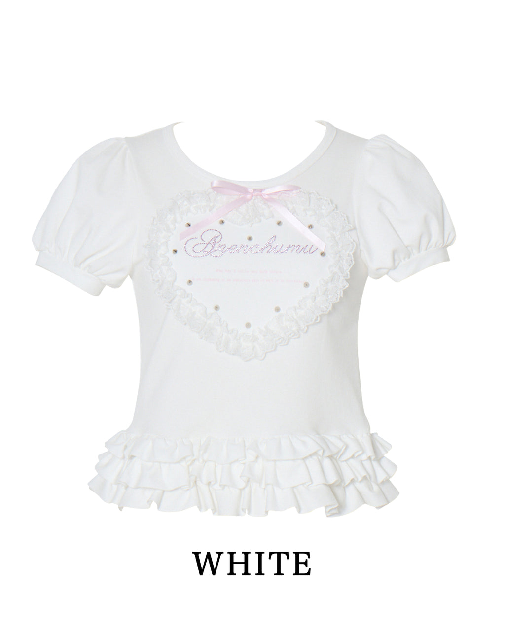 AVENCHUMU Heart Studs & Message Puff T-shirt