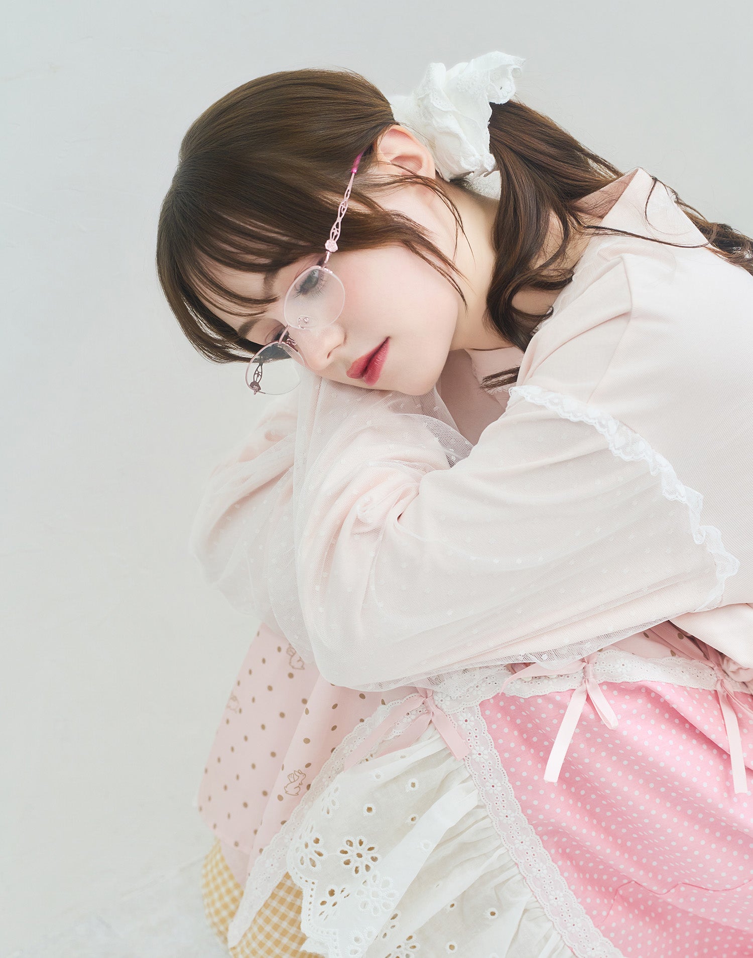 Lolime angel bunny frill patchwork skirt