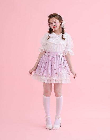 mellfy memory Sweet cherry lace frill Skirt