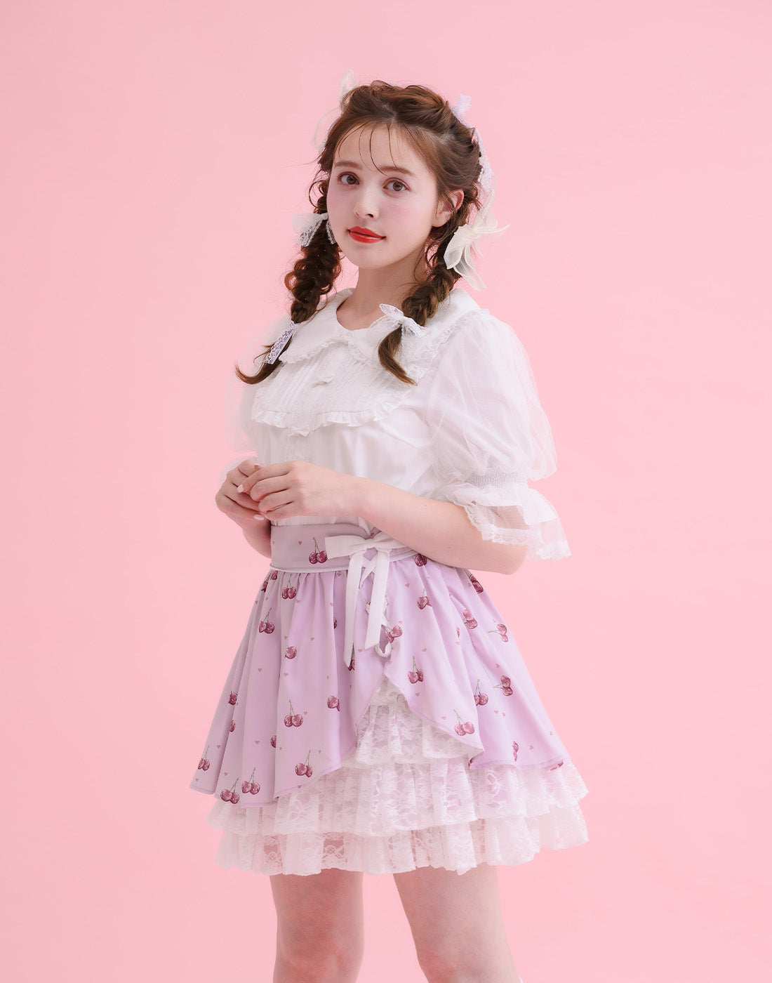 mellfy memory Sweet cherry lace frill Skirt