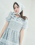 Lolime check puff sleeve dress