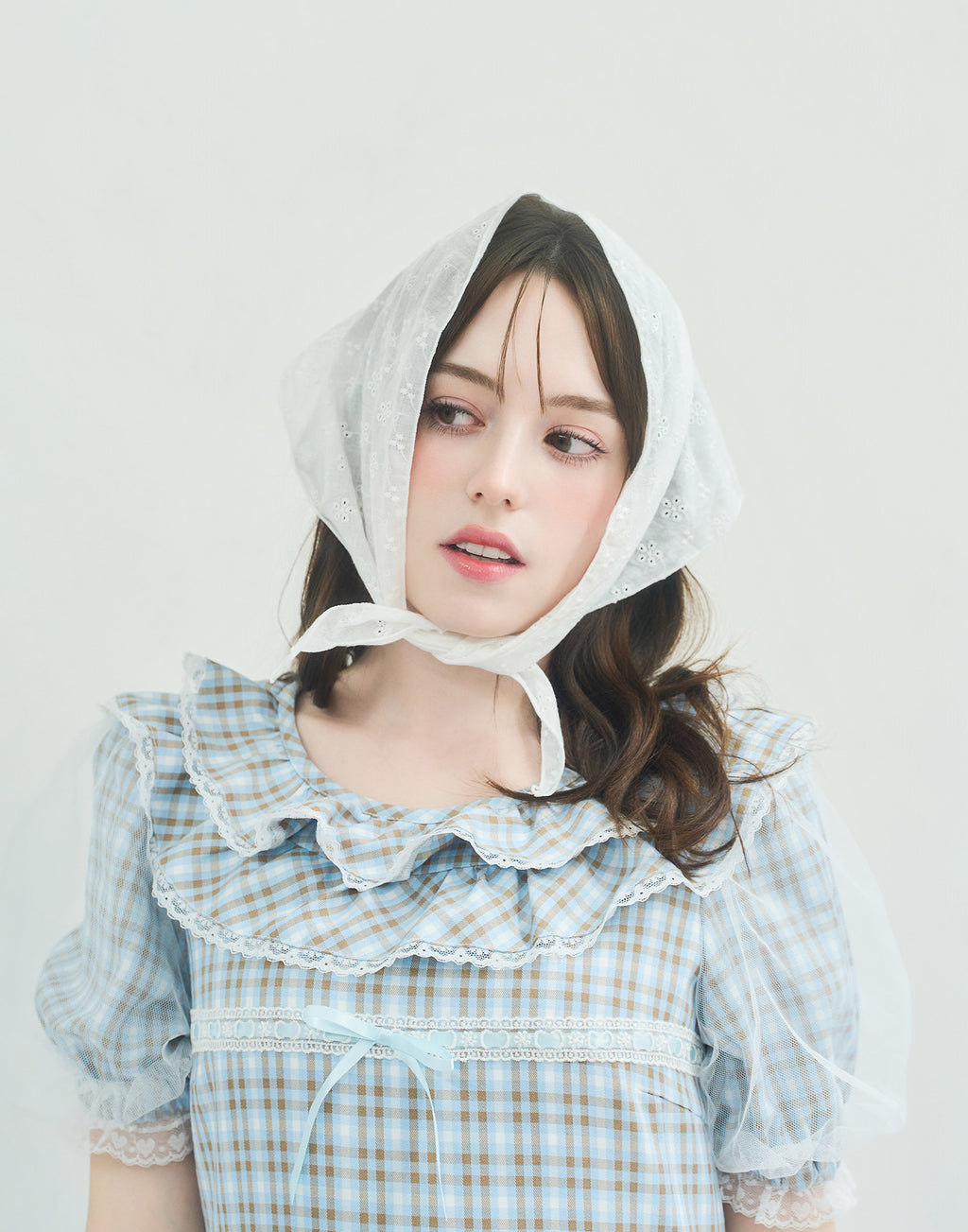 Lolime check puff sleeve dress