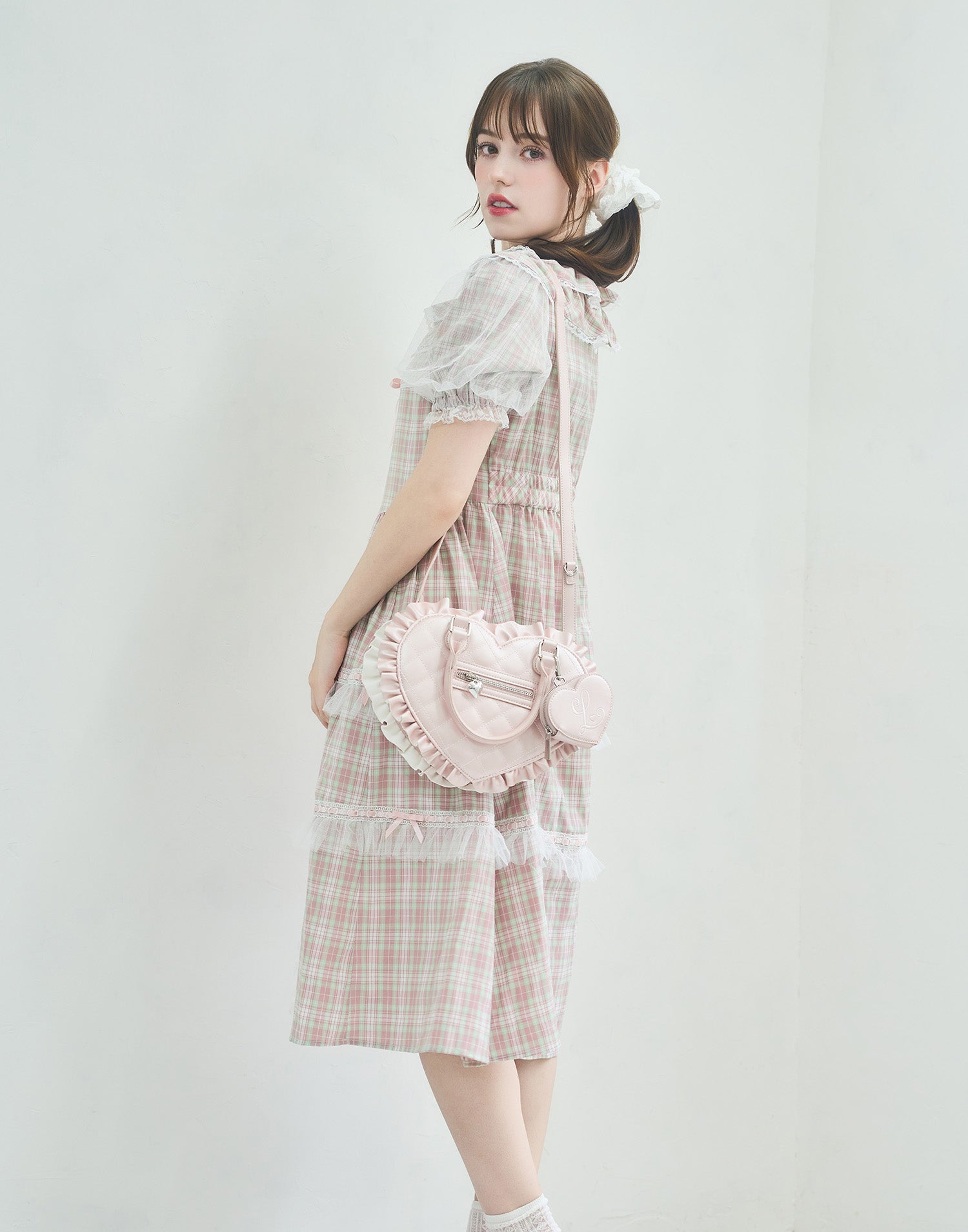 (Pre-order) Lolime check puff sleeve dress