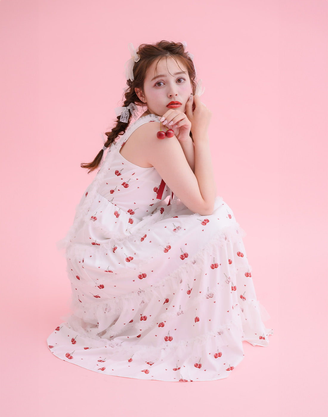 mellfy memory Sweet cherry long Dress
