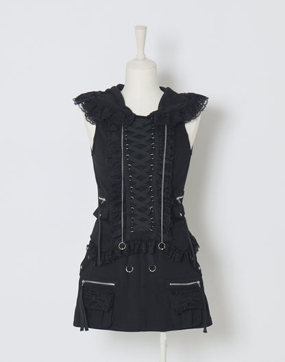 AVENCHUMU Ribbon pocket studded sweat skirt