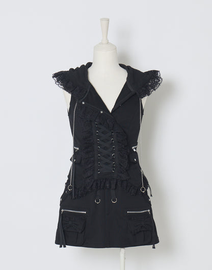 AVENCHUMU Ribbon pocket studded sweat skirt