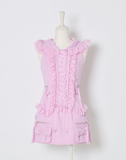 AVENCHUMU Ribbon pocket studded sweat skirt