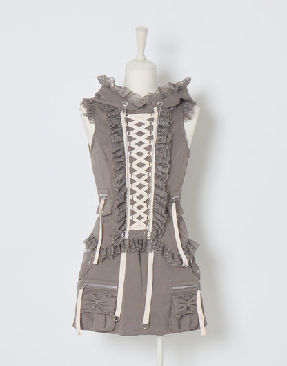 AVENCHUMU Ribbon pocket studded sweat skirt
