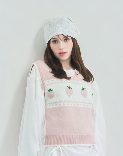 Lolime daydream strawberry knit vest