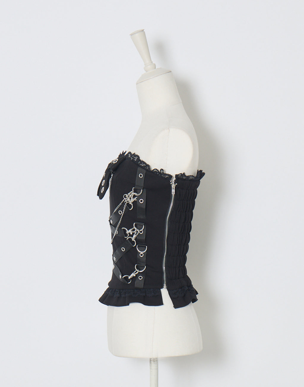 AVENCHUMU Cross chain & ribbon corset