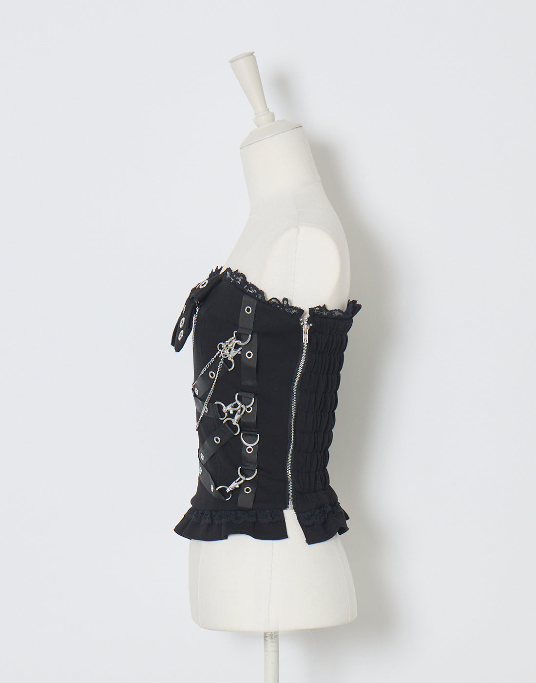 AVENCHUMU Cross chain & ribbon corset