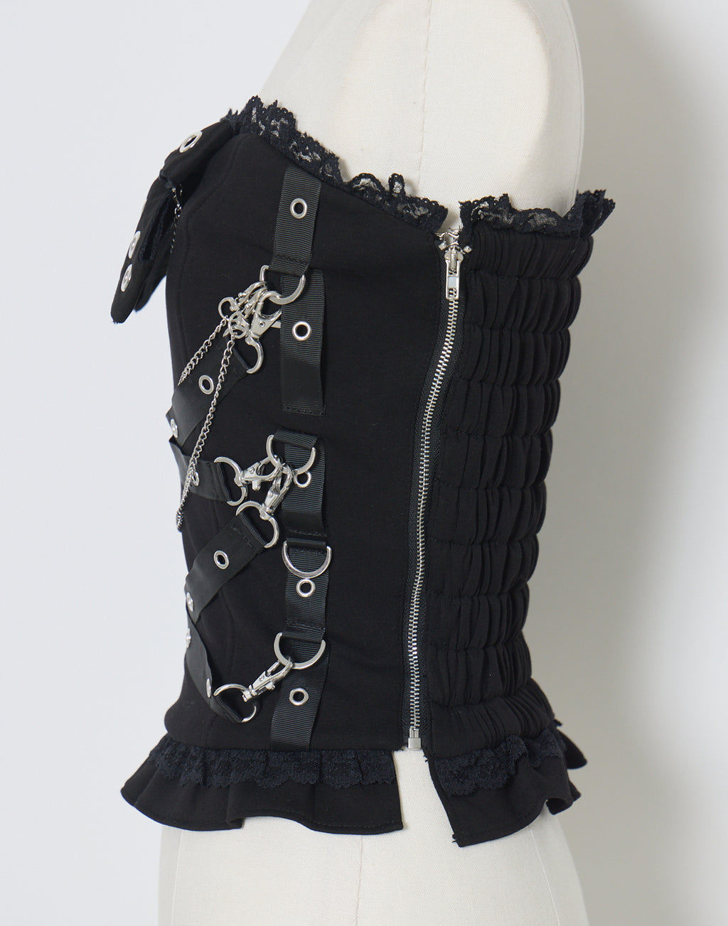 AVENCHUMU Cross chain & ribbon corset