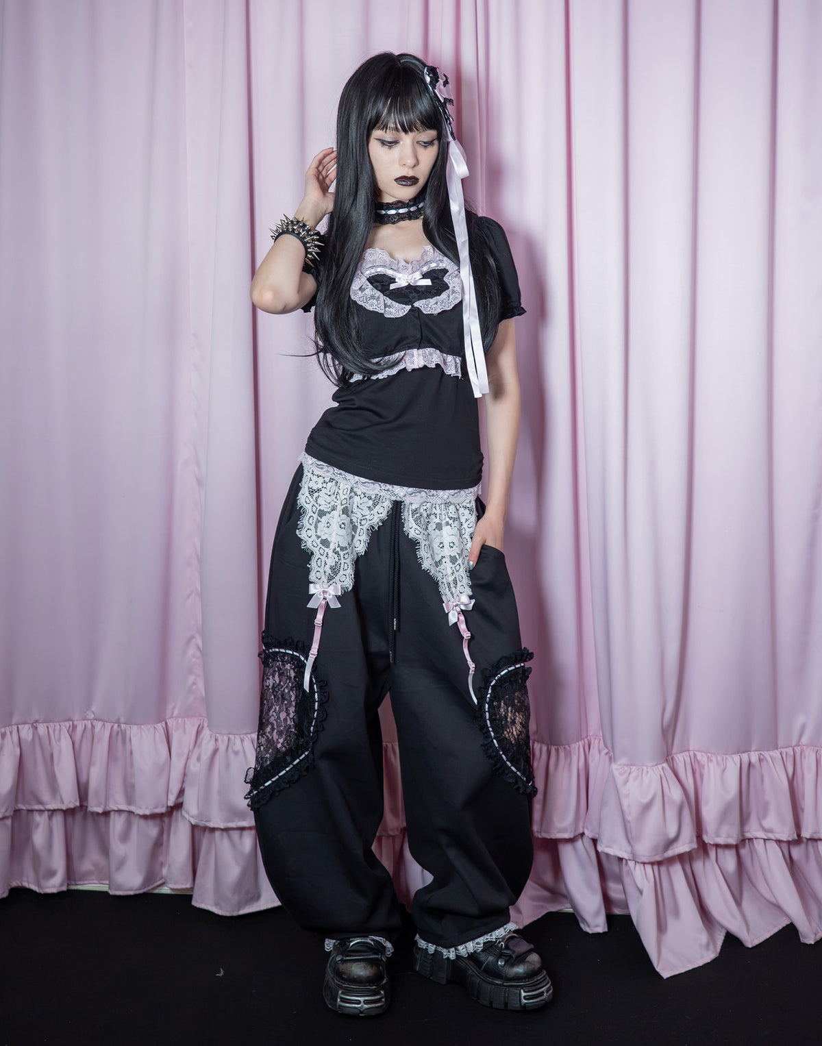 AVENCHUMU Lace hearts garter sweat pants
