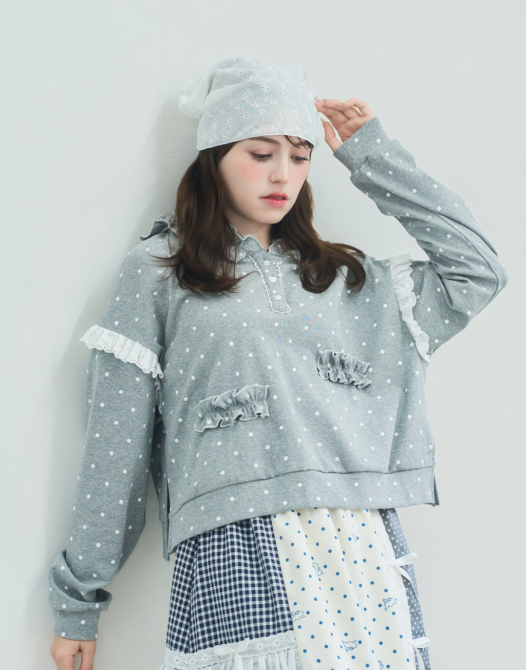(Pre-order) Lolime fancy dot sweatshirt