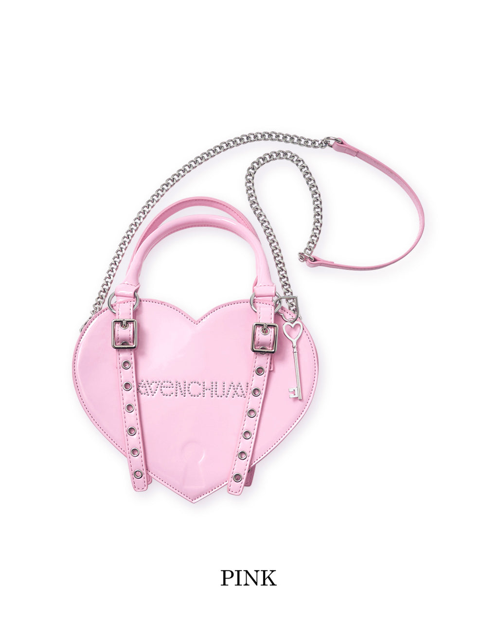 Lock the heart key ring chain bag