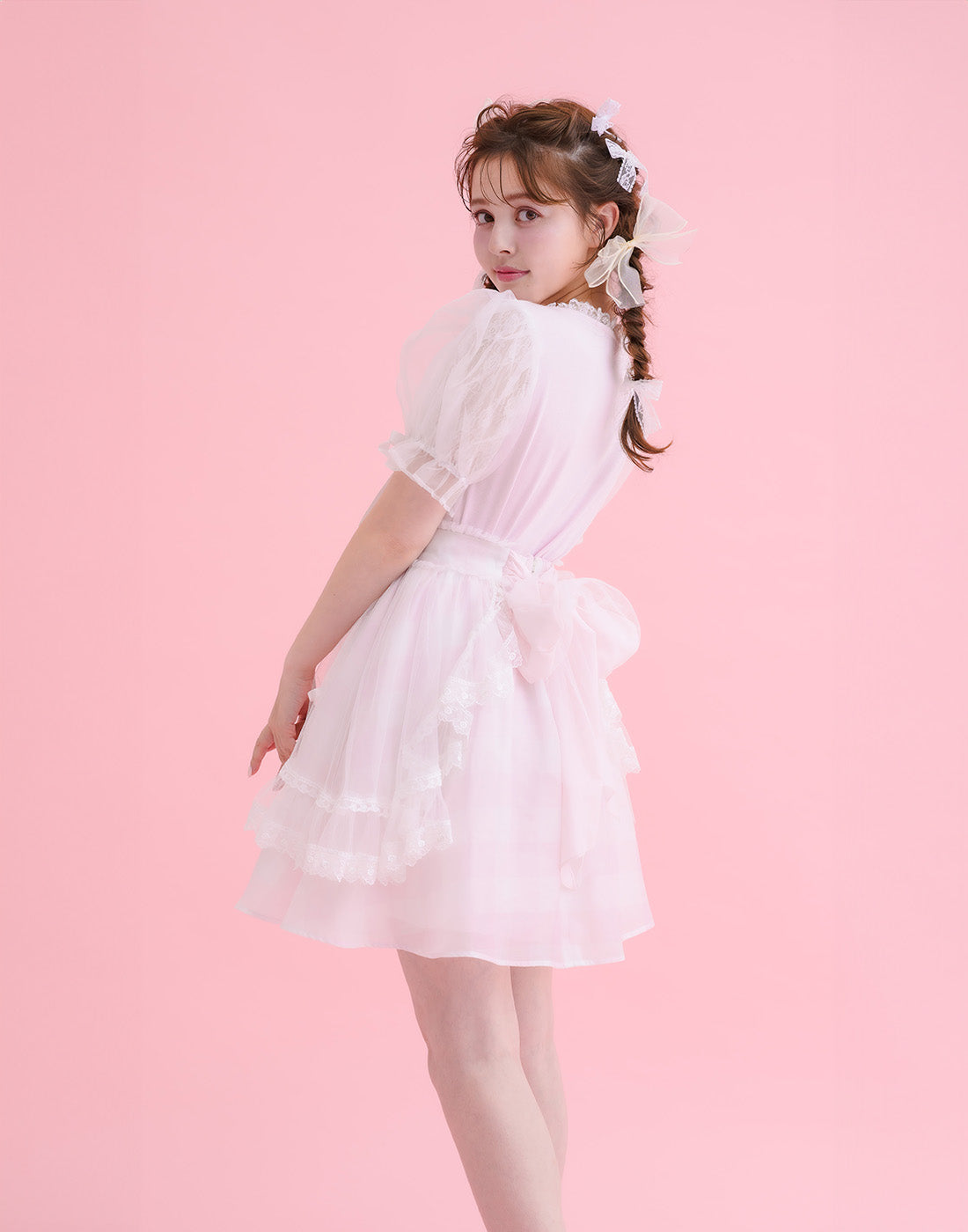 mellfy memory Twin lace-up ribbon puff T-shirt