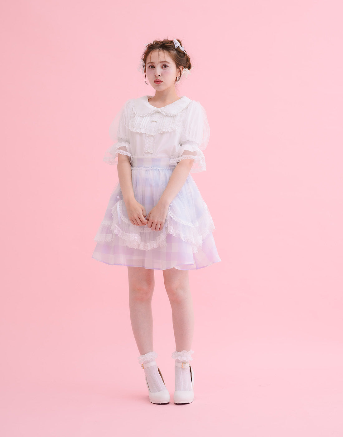 mellfy memory Fairy gingham tulle apron Skirt