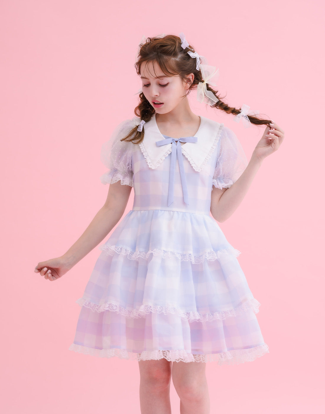 mellfy memory Fairy gingham tiered doll Dress