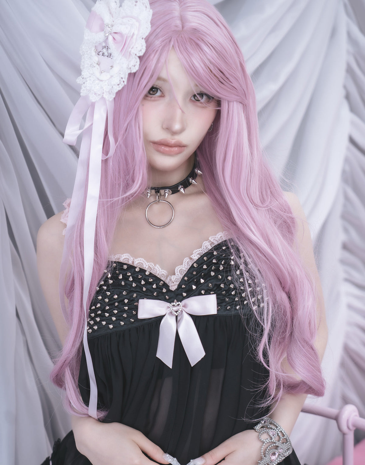 AVENCHUMU Lace & studs babydoll