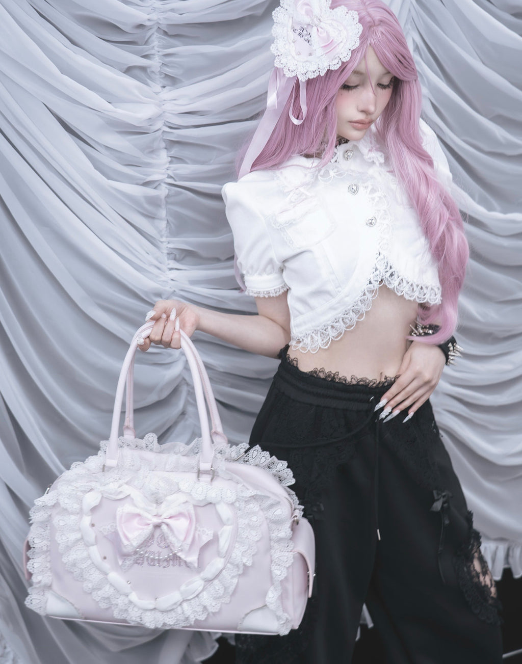 AVENCHUMU Lace hearts garter sweat pants
