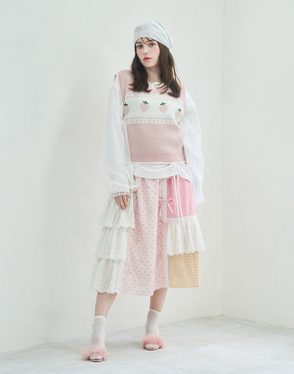 (Pre-order) Lolime lacy shirring logo pullover