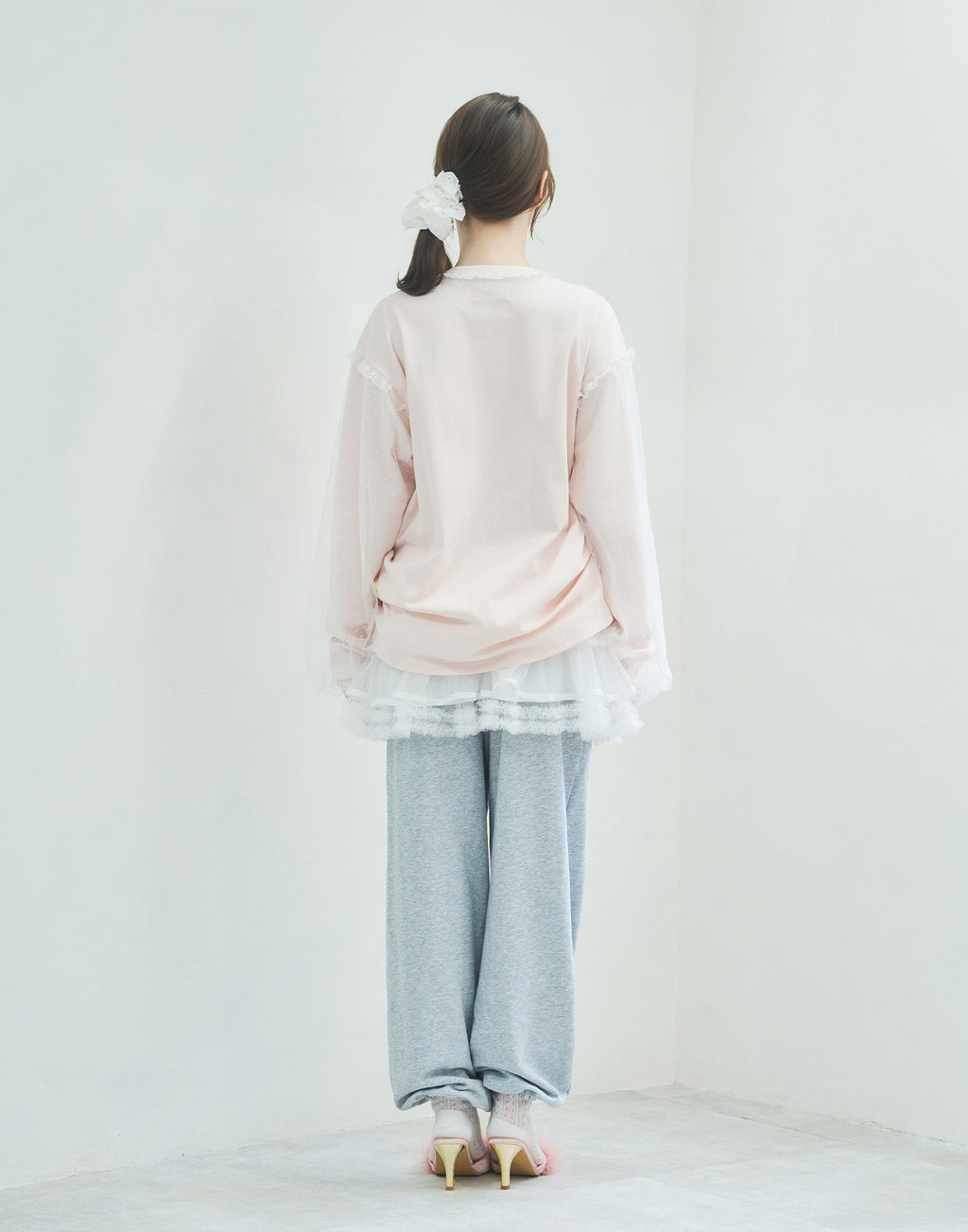 Lolime lacy shirring logo pullover