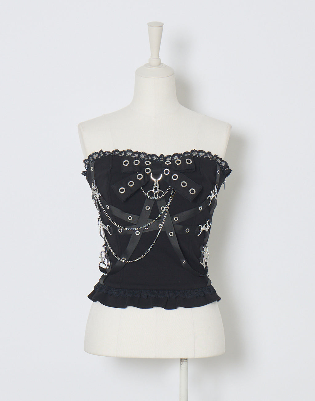 AVENCHUMU Cross chain & ribbon corset