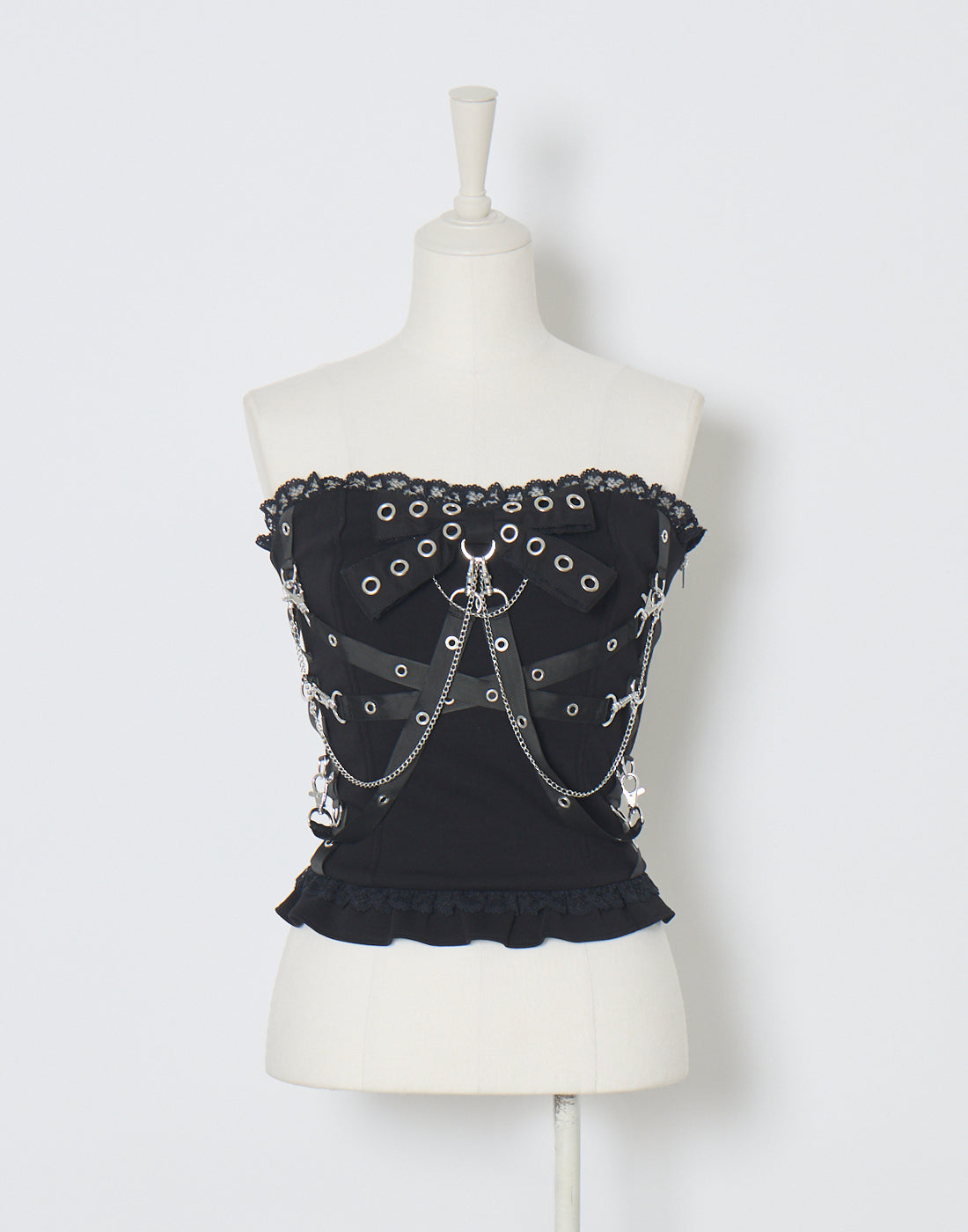 AVENCHUMU Cross chain & ribbon corset