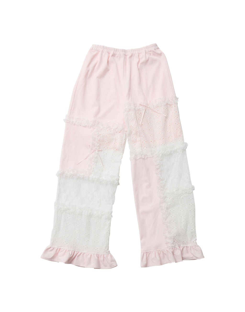 Lolime patchwork lace frill pants