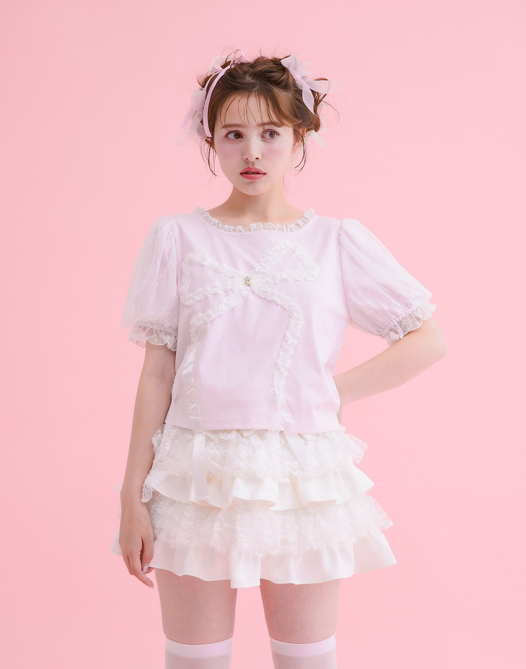 mellfy memory Hug me ribbon puff T-shirt