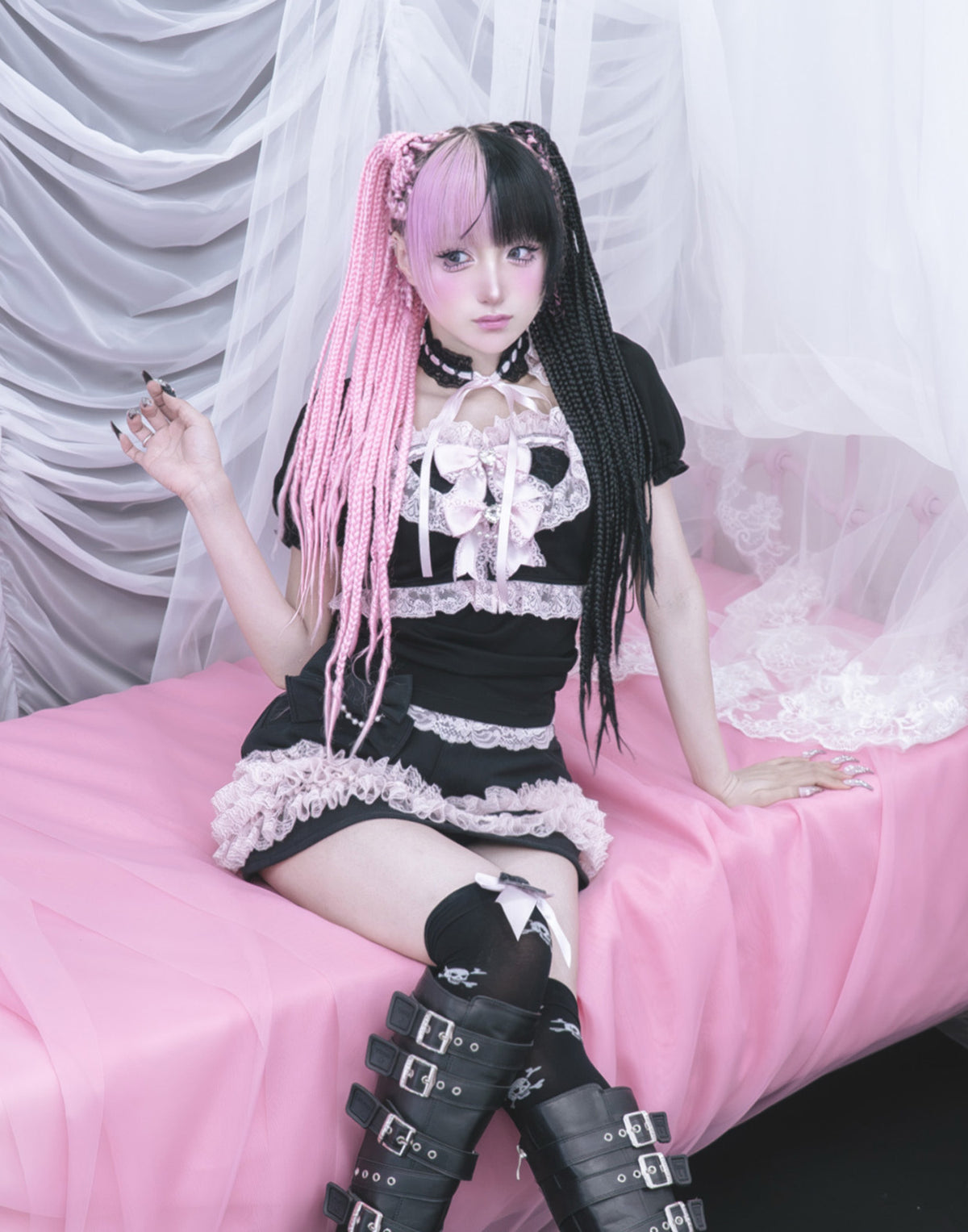 AVENCHUMU Lacy heart camisole ＆cardigan ensemble