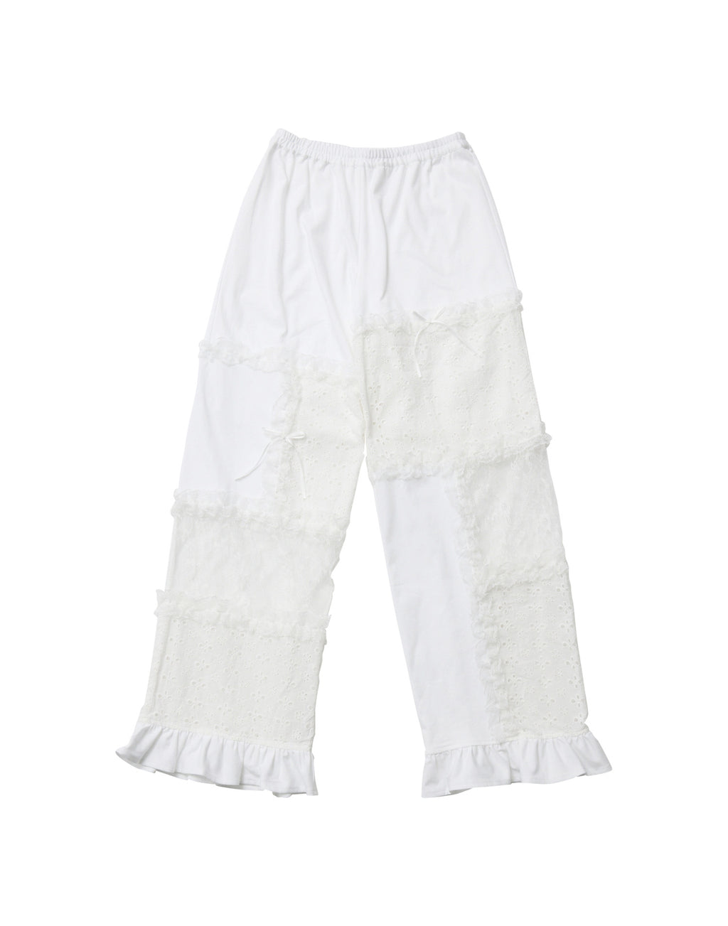 Lolime patchwork lace frill pants