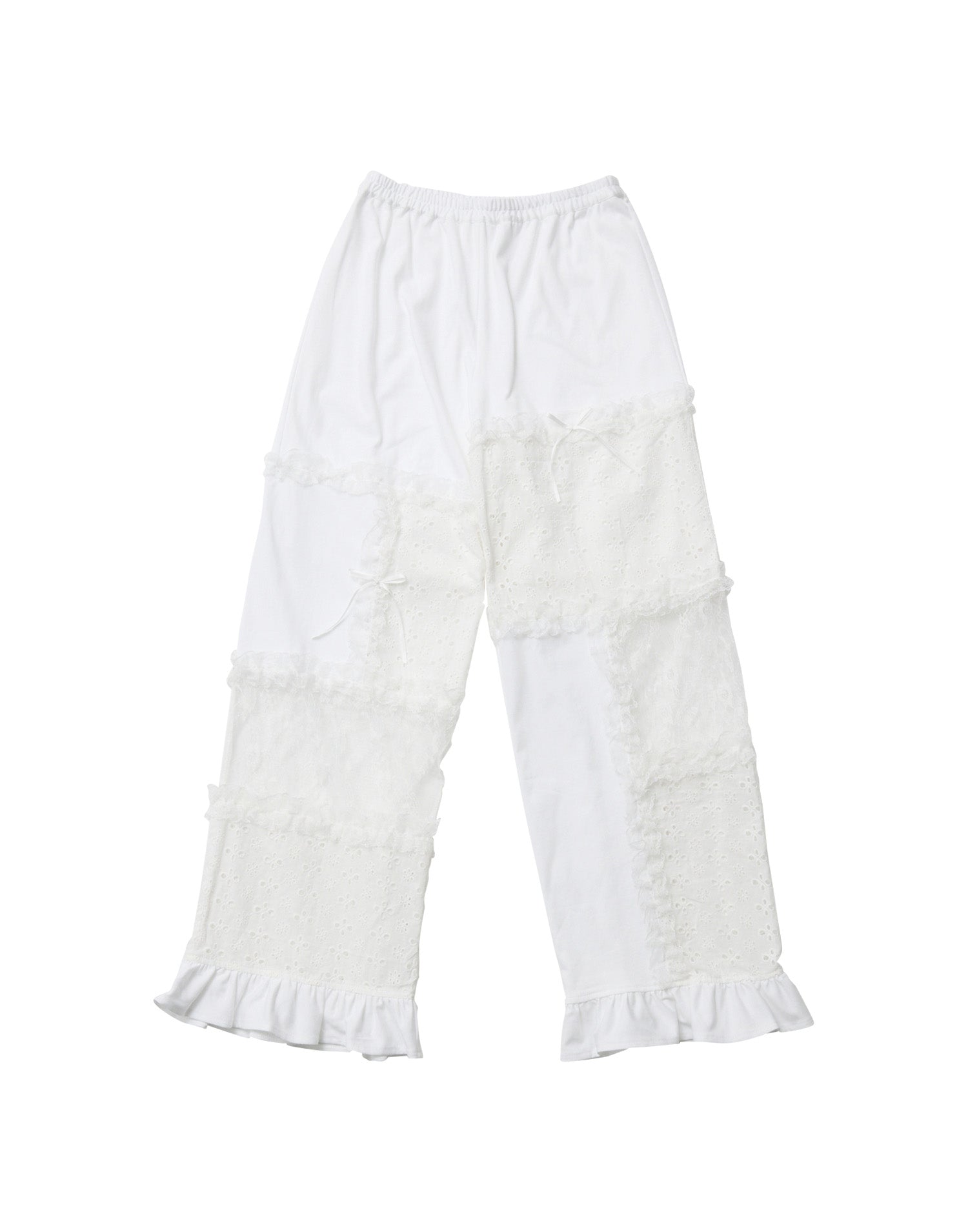 Lolime patchwork lace frill pants